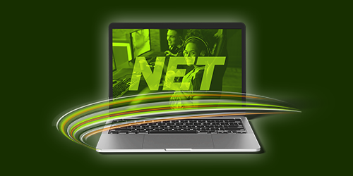Laptop mit NET-Schriftzug